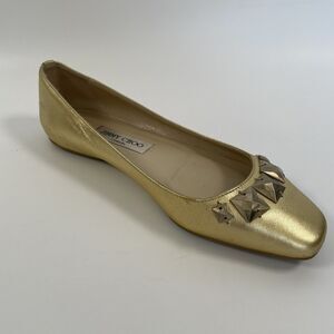 Jimmy Choo Gold Flats with Studded Detail